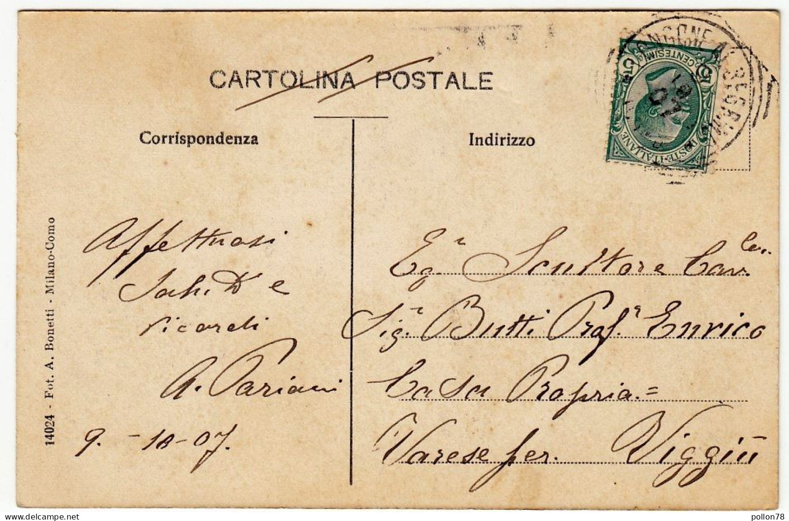 LONGONE AL SEGRINO (Prov. COMO) VILLA PARIANI - BIFFI - 1907 - Vedi Retro - Formato Piccolo - Como