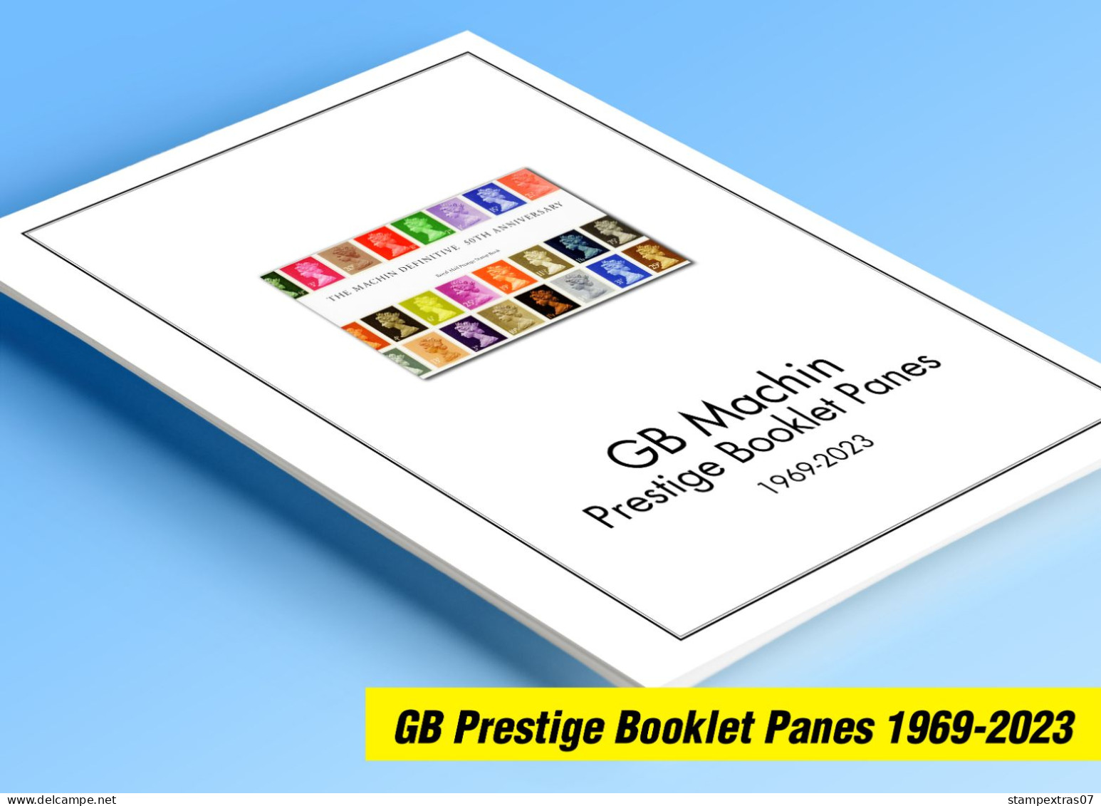 COLOR PRINTED GREAT BRITAIN MACHIN PRESTIGE PANES 1969-2023 STAMP ALBUM PAGES (121 Illustrated Pages) >> FEUILLES ALBUM - Pré-Imprimés