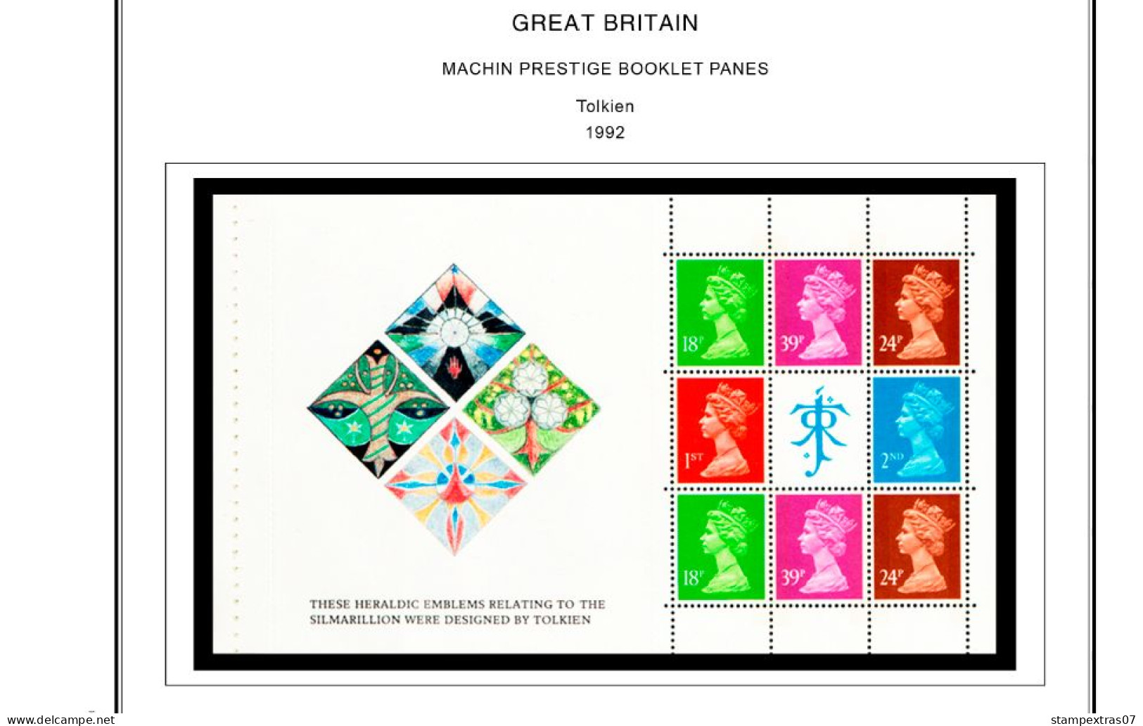 COLOR PRINTED GREAT BRITAIN MACHIN PRESTIGE PANES 1969-2023 STAMP ALBUM PAGES (121 illustrated pages) >> FEUILLES ALBUM