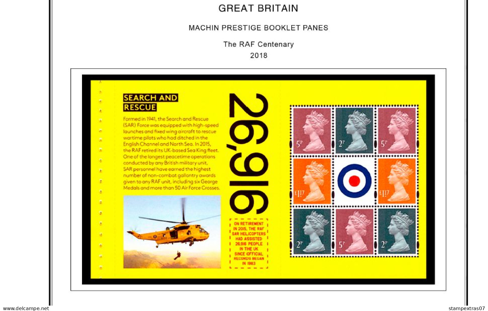 COLOR PRINTED GREAT BRITAIN MACHIN PRESTIGE PANES 1969-2023 STAMP ALBUM PAGES (121 illustrated pages) >> FEUILLES ALBUM
