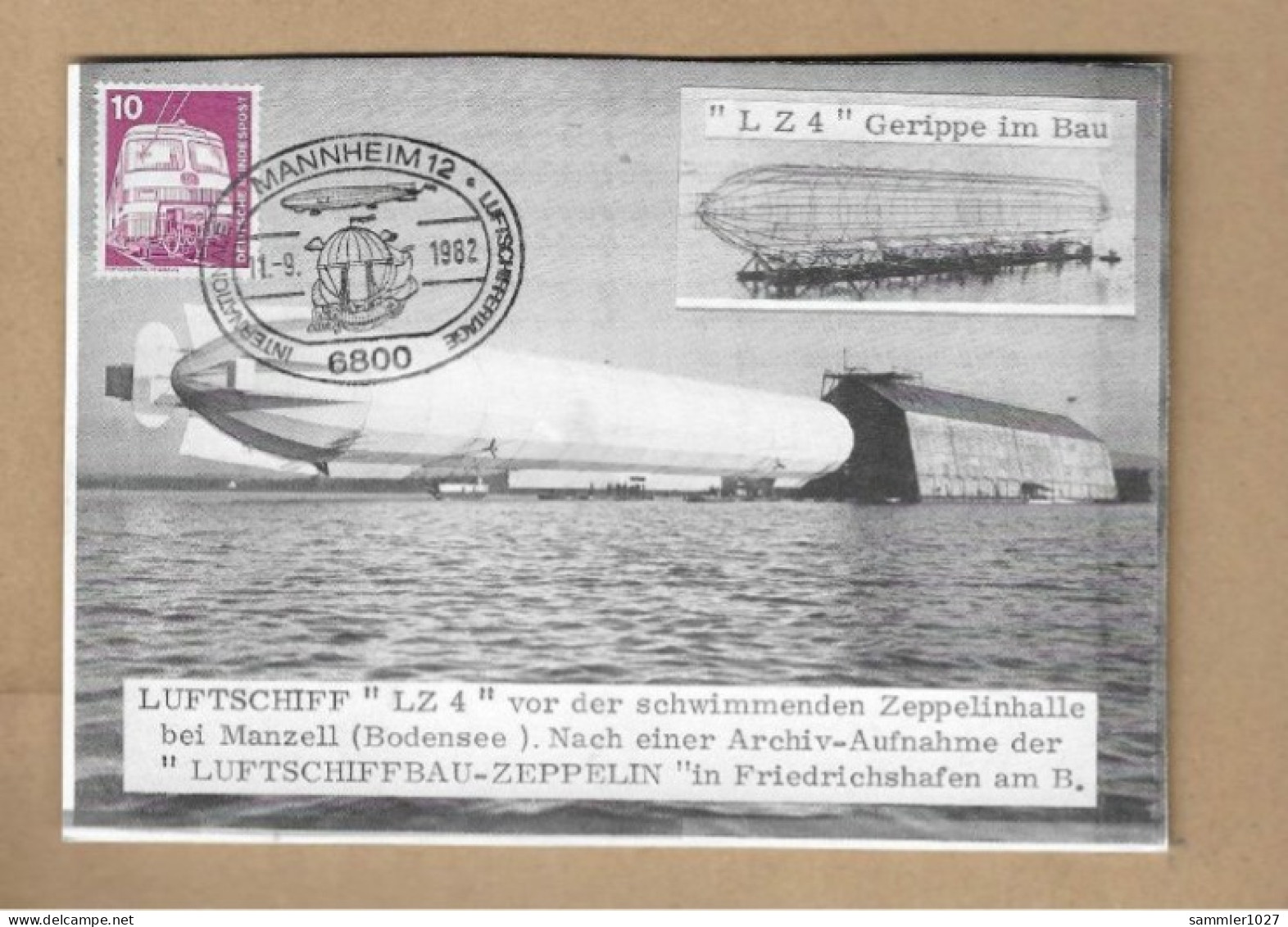 Los Vom 16.05 -  Sammlerkarte Aus Mannheim 1982  LZ Karte - Cartas & Documentos