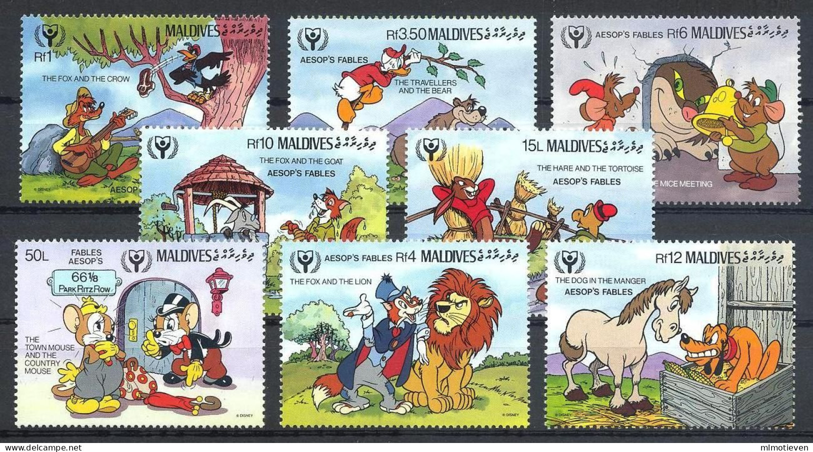 MWD-BK5-288-3 MINT PF/MNH ¤ MALDIVES 1990 SERIE 8W COMPLETE ¤ INTERNATIONAL YEAR OF LETERACY - Disney