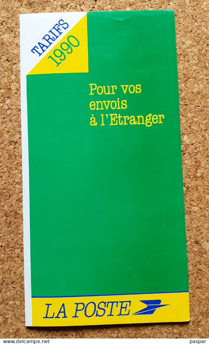 La Poste Tarifs 1990 Envois à L'étranger - Documents De La Poste