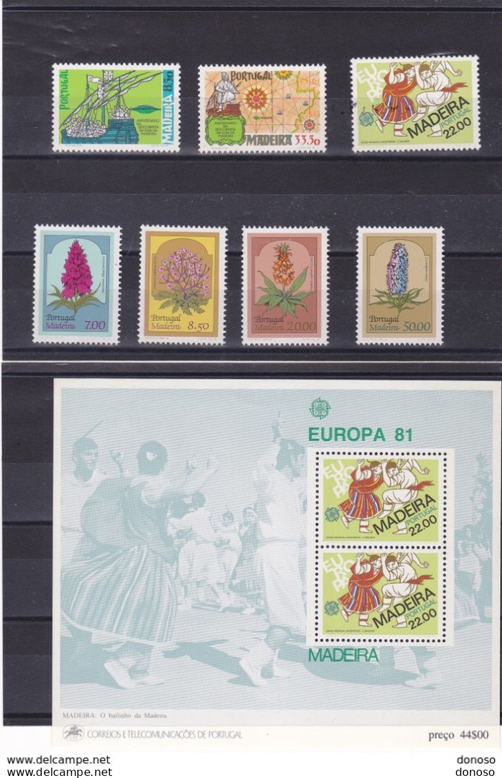 MADERE 1981 Année Complète, Full Year, Jahrgang Yvert 75-81 + BF 2 NEUF** MNH Cote : 14,25 Euros - Madeira