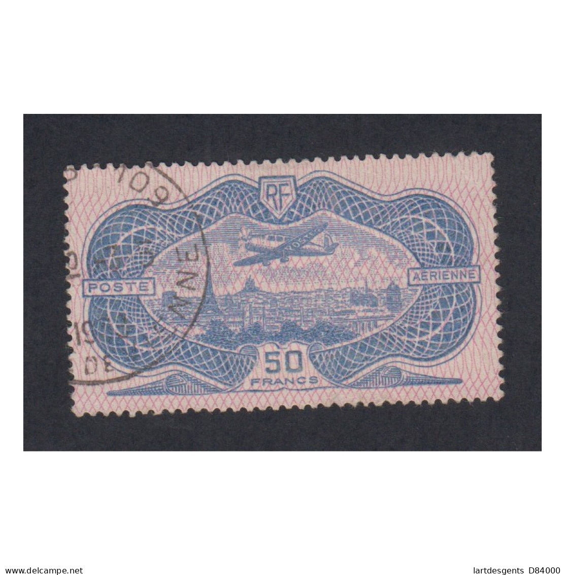 Timbre Poste Aérienne N°15 - Oblitéré - Signé Calvès - Cote 400€ - Lartdesgents.fr - 1927-1959 Ungebraucht