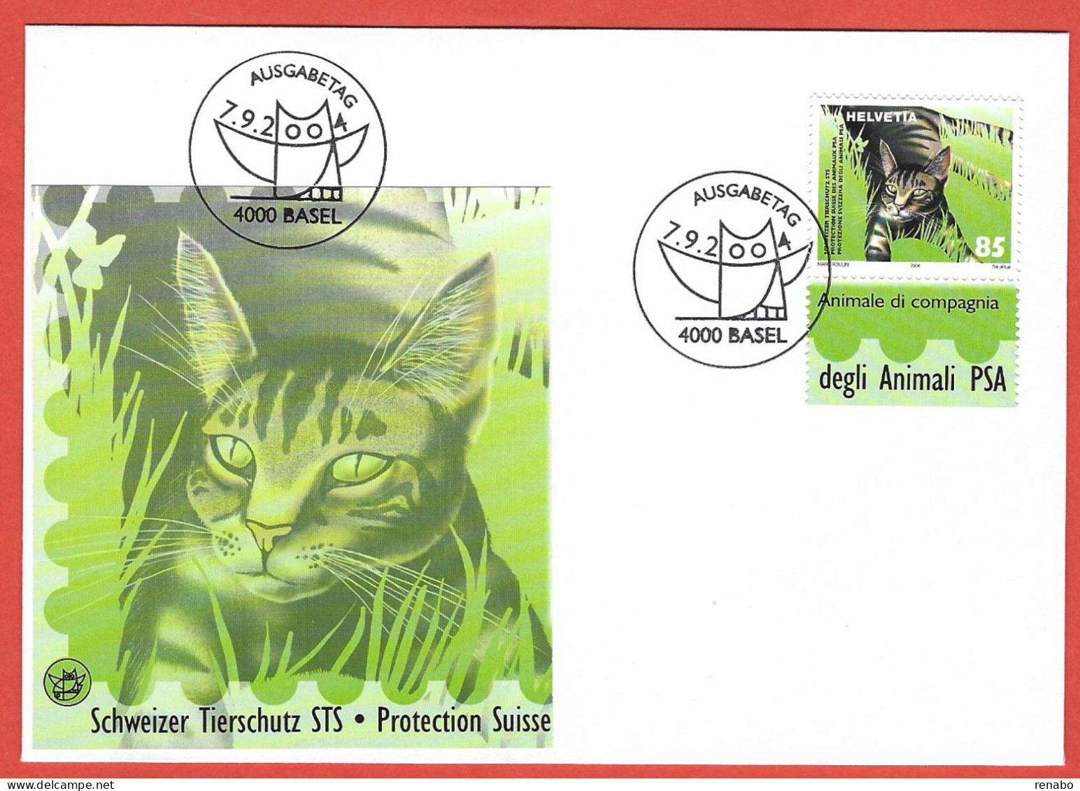 Svizzera, Switzerland, Suisse 2004; Cat, Chat, Gatto, Katze , Protection Of Animals: FDC On Cover. - Katten
