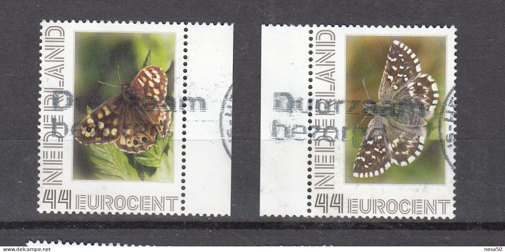 Nederland Persoonlijke Zegel: Thema :  Vlinders, Butterfly,  Bont Zandoogje + Aardbeivlinder - Gebraucht