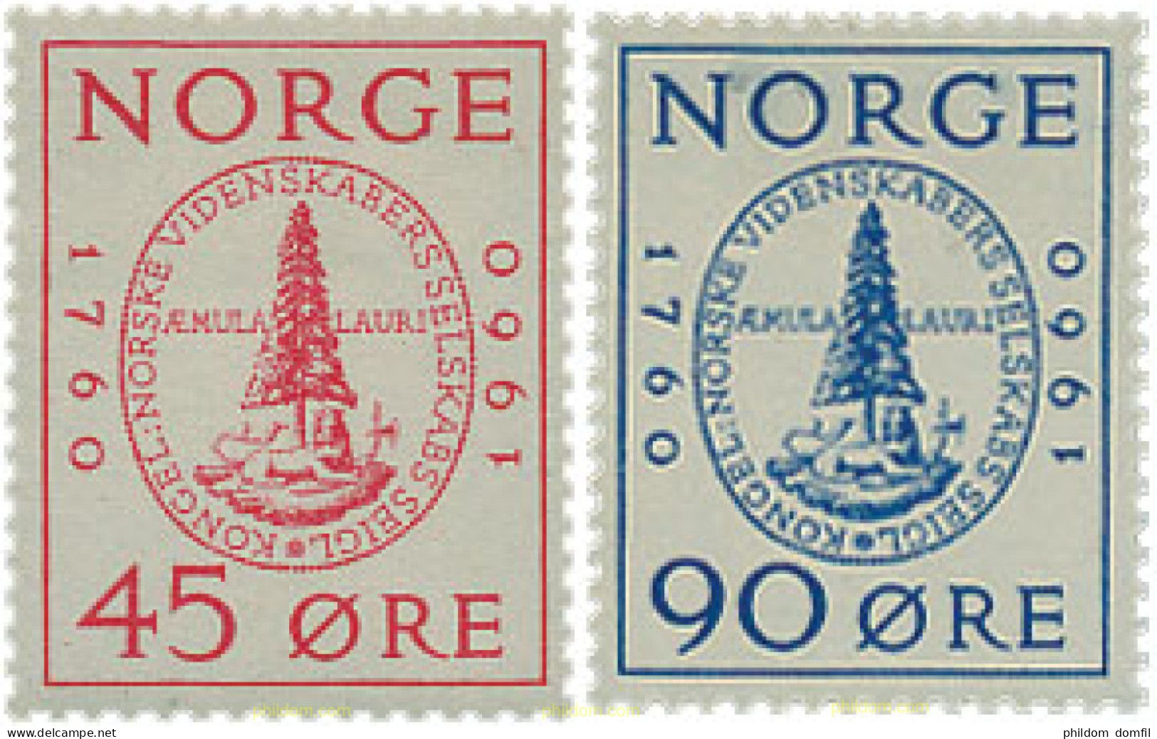 672772 HINGED NORUEGA 1960 BICENTENARIO DE LA REAL SOCIEDAD DE CIENCIAS - Oblitérés