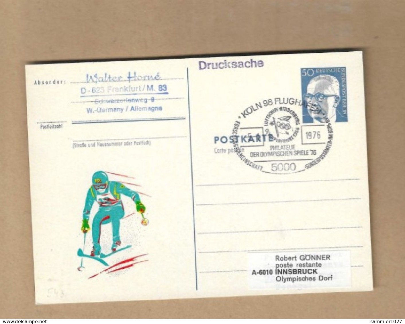 Los Vom 16.05 -  Ganzsache-Postkarte Aus Berlin Nach Wien 1976 - Lettres & Documents