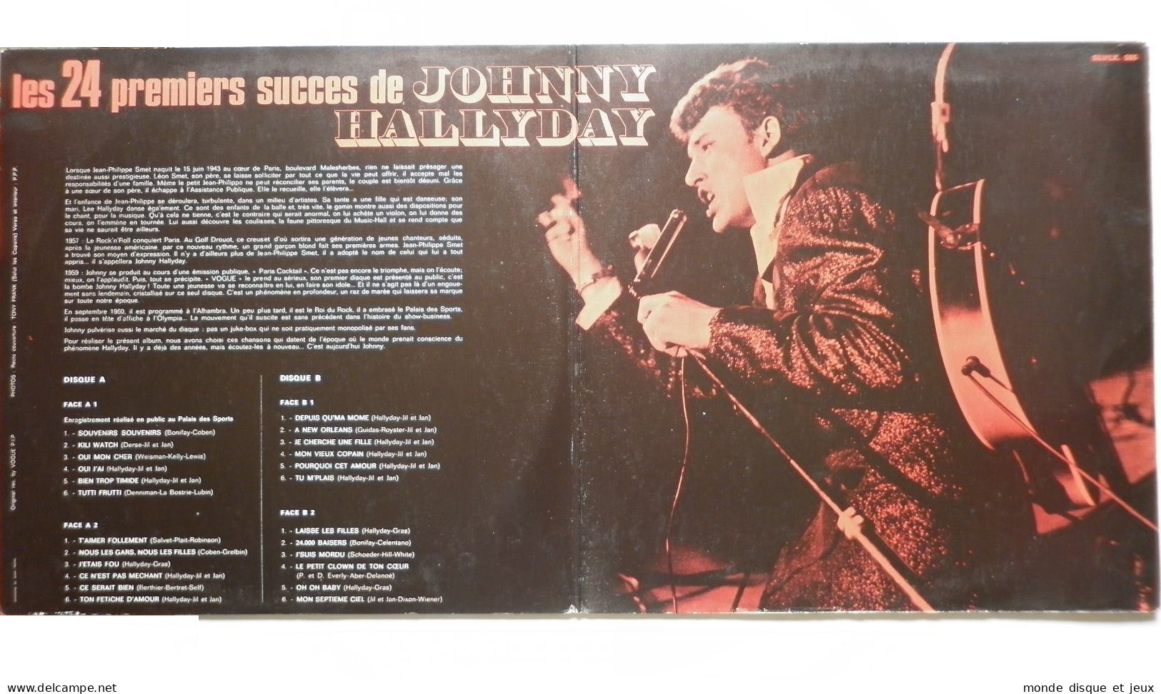 Johnny Hallyday Double 33Tours Vinyles Les 24 Premiers Succès De Johnny Hallyday Disques Label Rose Et Blanc Lettre T - Autres - Musique Française