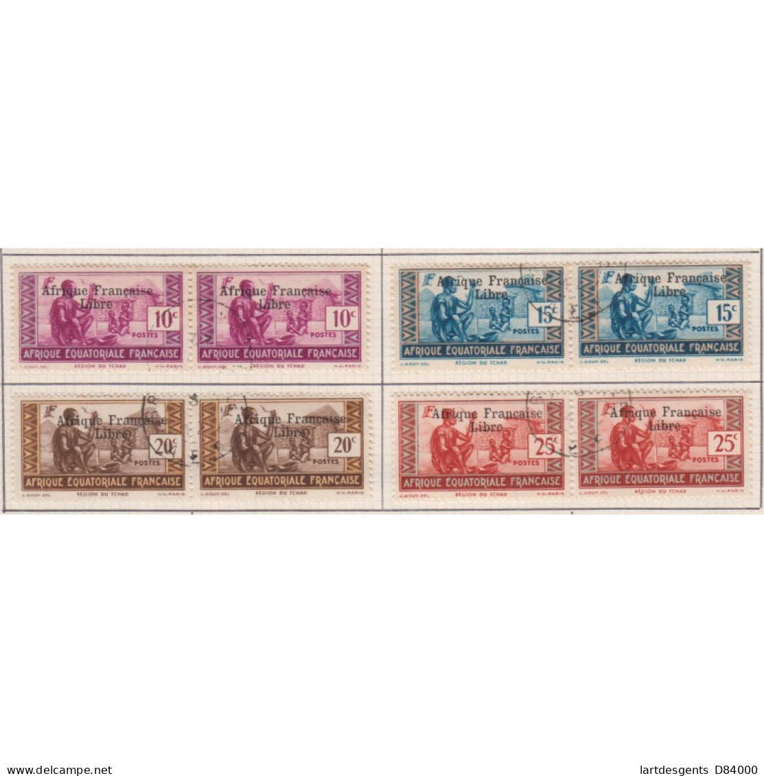 Lot 18 Timbres En Bandes De 2 Avec Variété Non Référencée, Colonies AEF Année 1941 N°156 à N°164 Oblitérés Lartdesgents - Covers & Documents