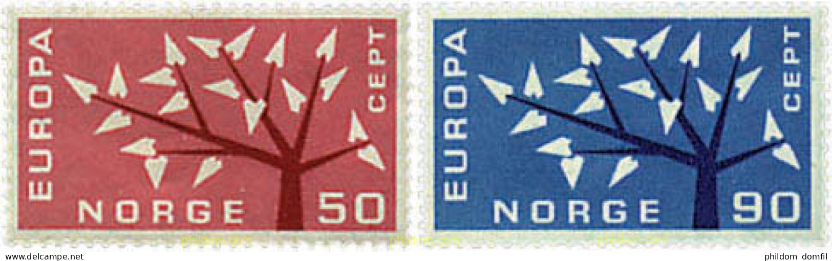 672784 HINGED NORUEGA 1962 EUROPA CEPT. ARBOL CON 19 HOJAS - Oblitérés