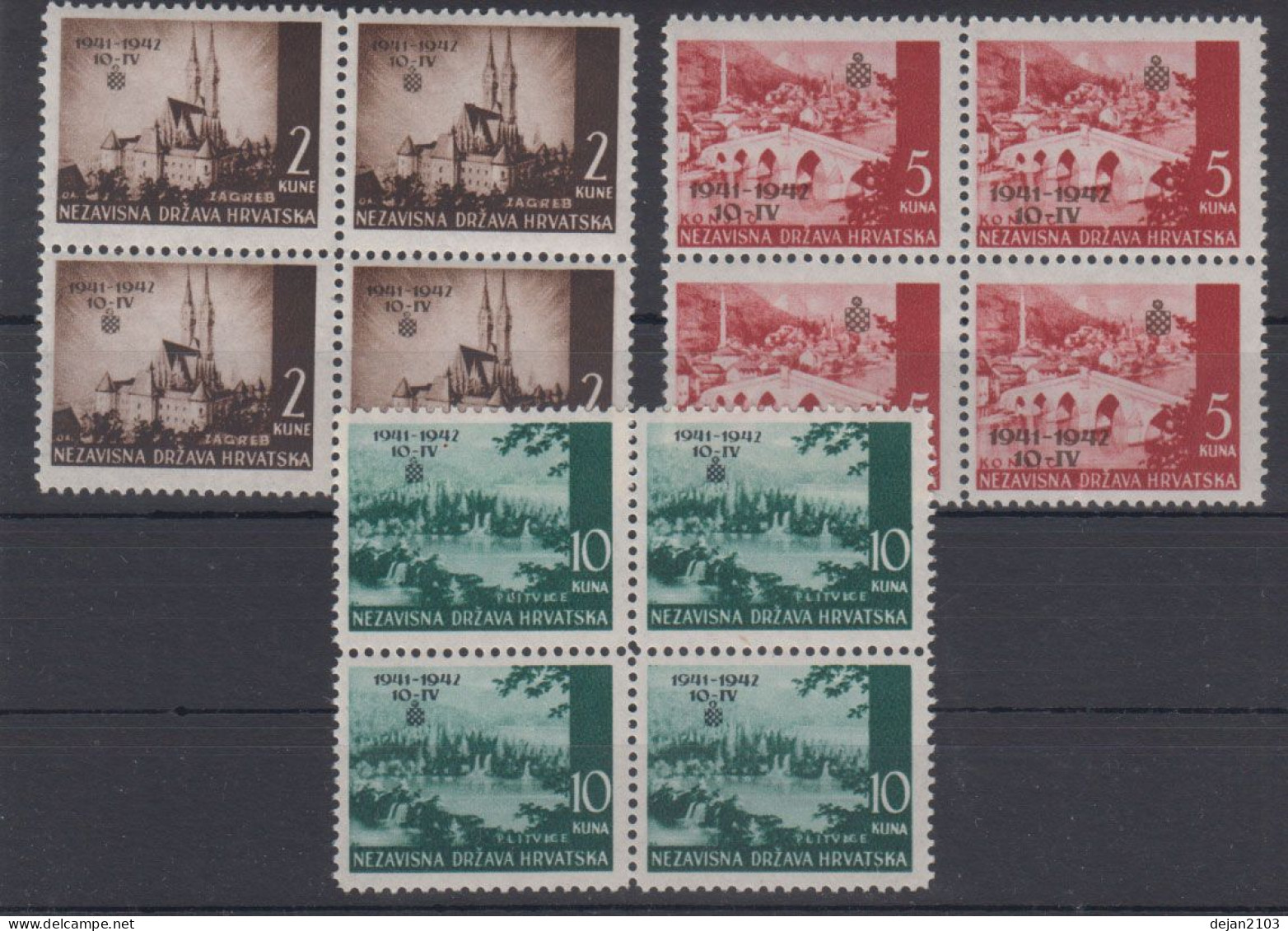 Croatia NDH "Nezavisna Drzava Hrvatska" Anniversary Of Independence Block Of 4 1942 MNH ** - Croatia