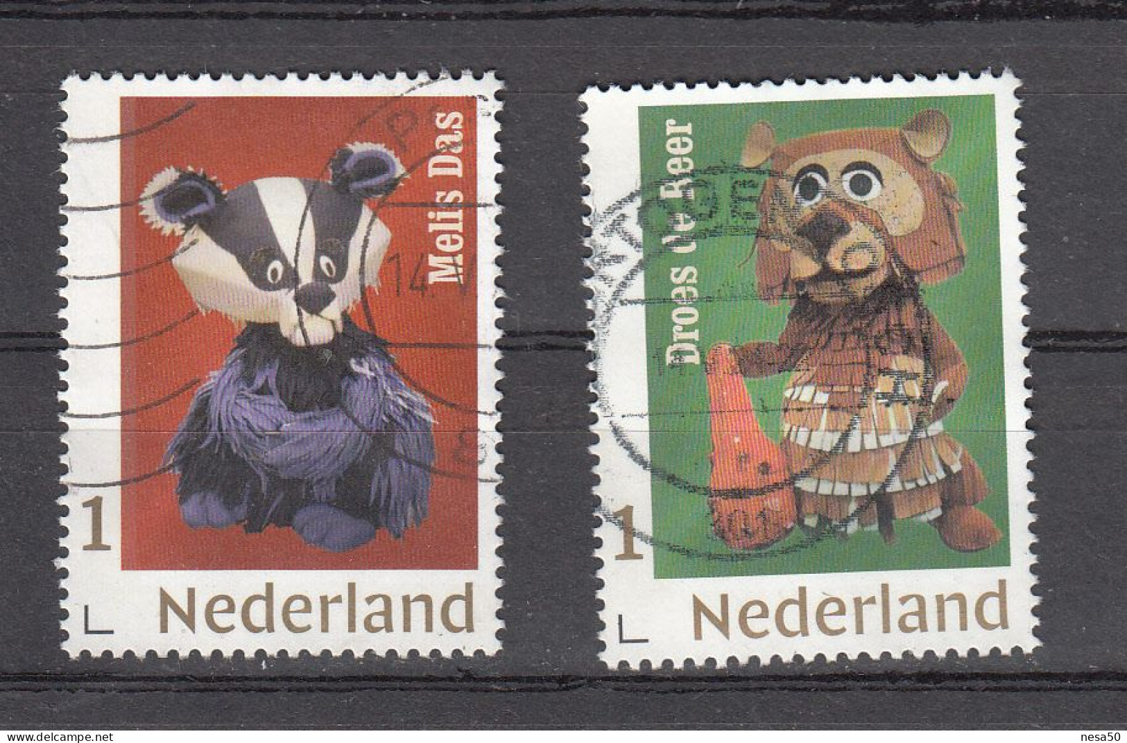 Nederland Persoonlijke Zegels: Fabeltjeskrant: Melis Das + Droes De Beer, Gestempeld - Used Stamps