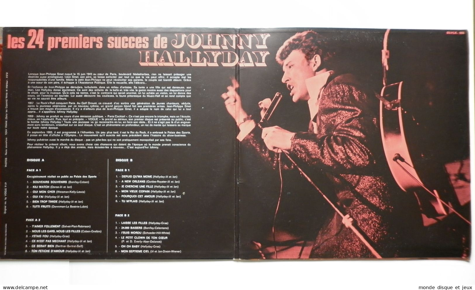 Johnny Hallyday Double 33Tours Vinyles Les 24 Premiers Succès De Johnny Hallyday Disques Label Rose Et Blanc Lettre C - Autres - Musique Française