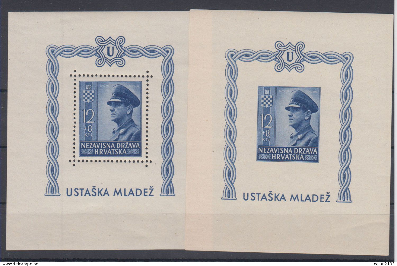 Croatia NDH "Nezavisna Drzava Hrvatska" Ante Pavelic 2 Mini Sheets Mi#102 A/B 1942 MNH ** - Croatie