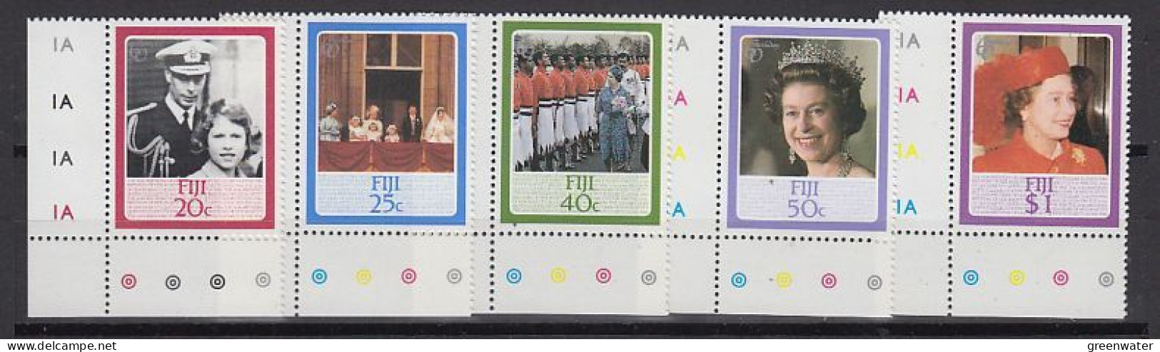 Fidji 1986 80th Birthday Queen Elizabeth 5v (corners)  ** Mnh   (59828A) - Fidji (1970-...)