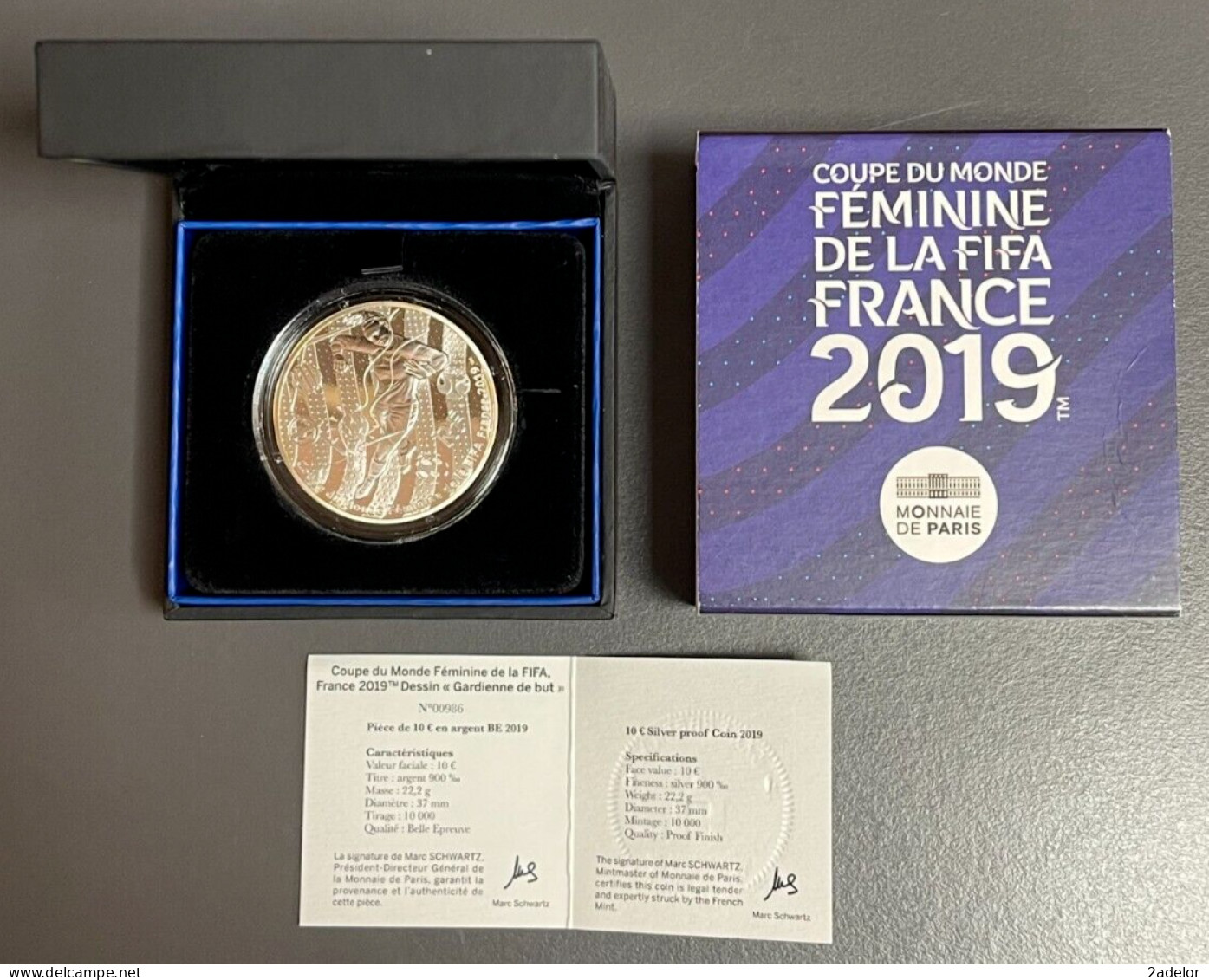 Beau Coffret 10€ BE, 2019. CDM Féminine FIFA, France 2019, "Gardienne De But" - France