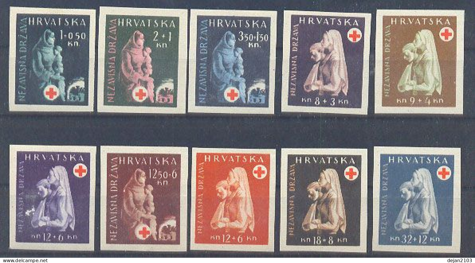 Croatia NDH Red Cross Imperforated In Changed Color 1941 MNH ** - Croatia