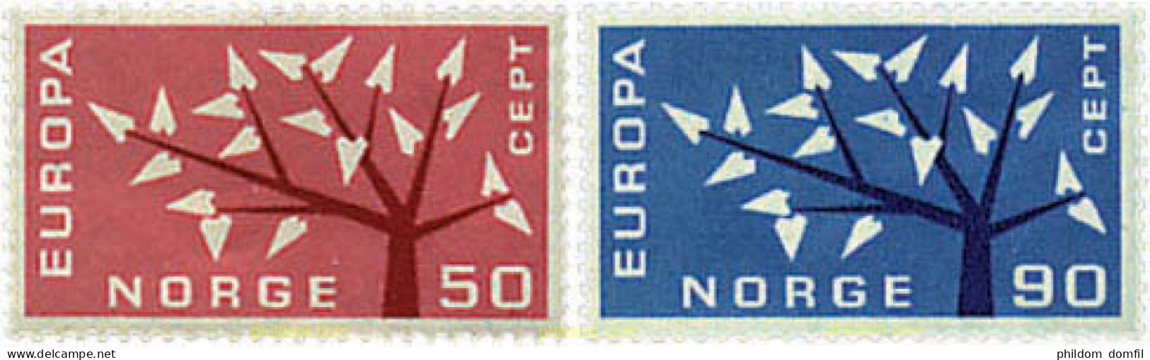 672784 HINGED NORUEGA 1962 EUROPA CEPT. ARBOL CON 19 HOJAS - Usados