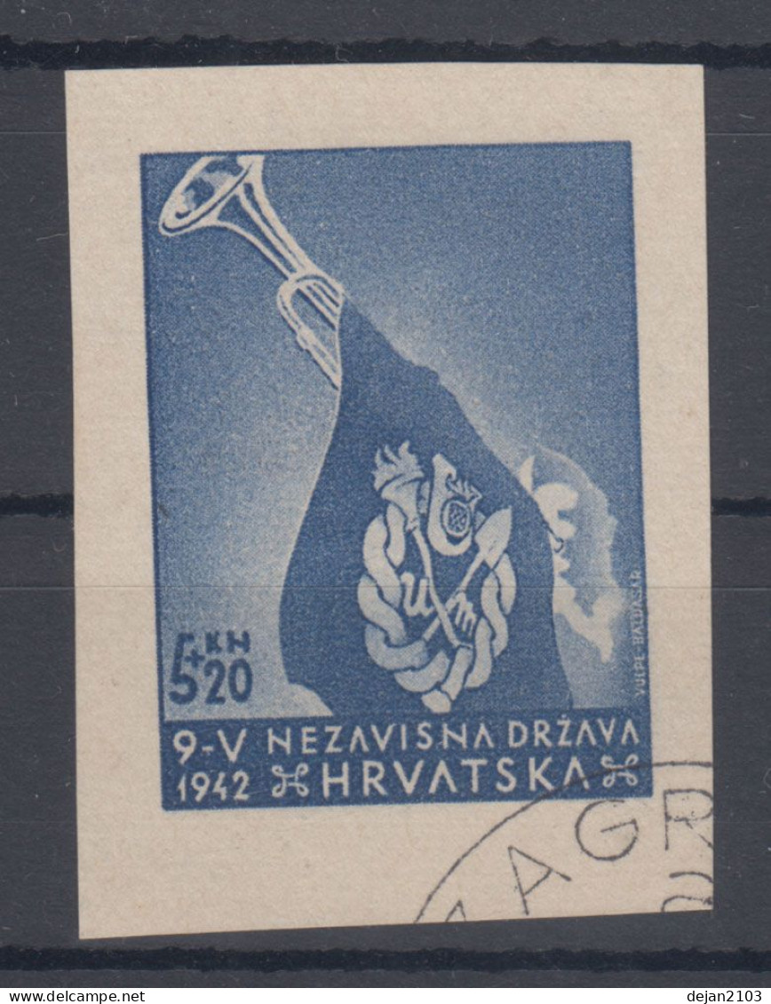 Croatia NDH 5+20 KN Imperforated 1942 USED - Kroatien