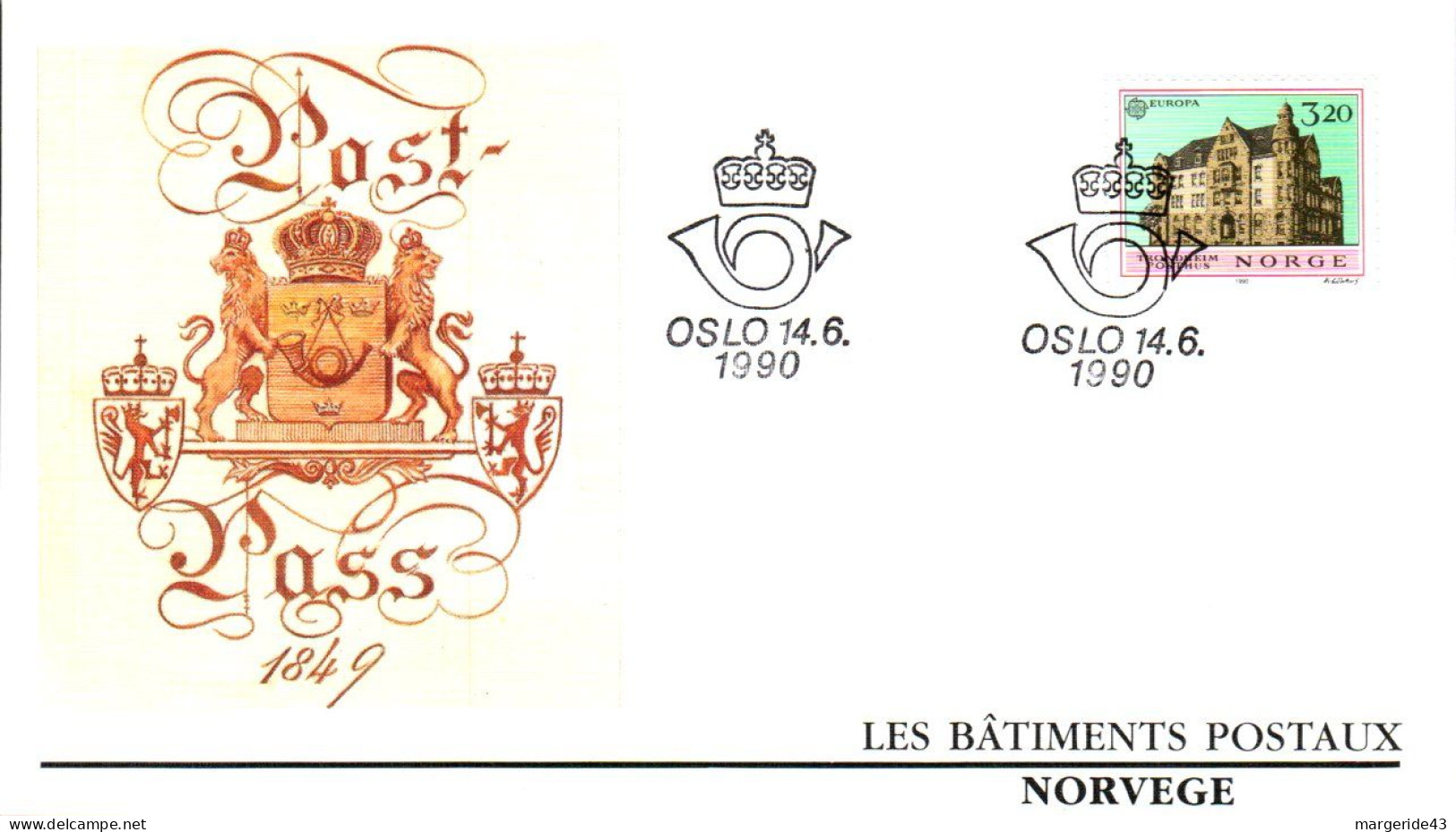 NORVEGE FDC 1990 EUROPA - FDC