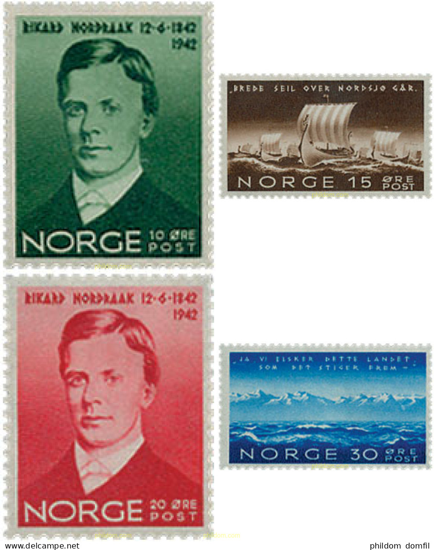 101892 MNH NORUEGA 1942 CENTENARIO DEL NACIMIENTO DE RIKARD NORDRAAK - Unused Stamps