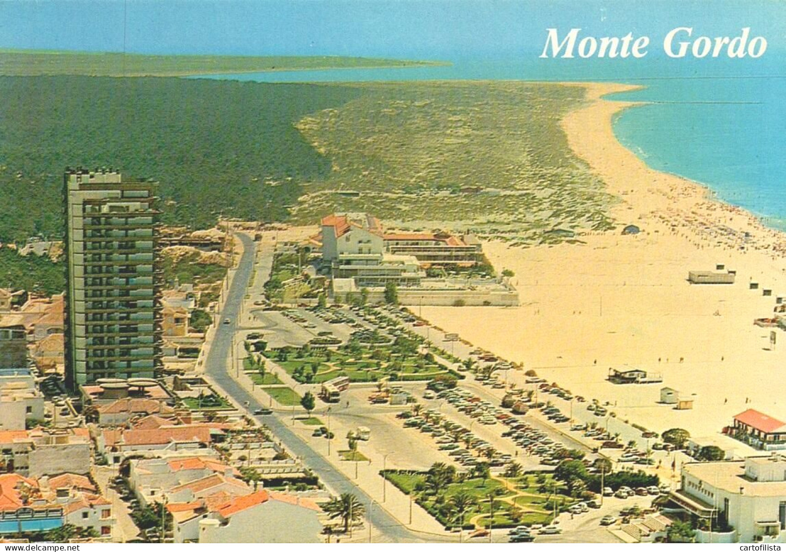 MONTE GORDO, V.R. Sº. António, Algarve - Vista Aérea Da Praia  (2 Scans) - Faro