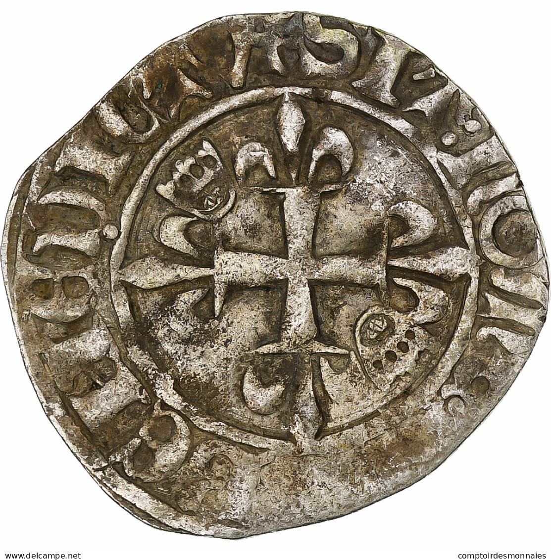 France, Charles VI, Florette, 1417-1422, Rouen, Billon, TB+, Duplessy:387 - 1380-1422 Charles VI Le Fol