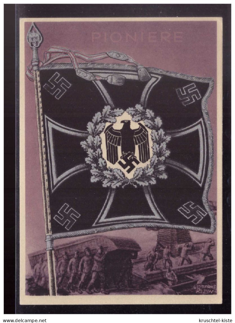 Dt- Reich (024219) Propagandakarte Die Siegreichen Fahnen Und Standarten Der Deutschen Wehrmacht Blanco Gestempelt Eupen - Guerre 1939-45
