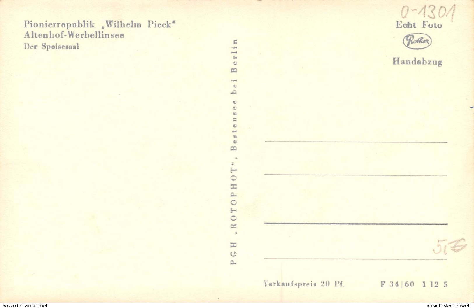 Altenhof-Werbellinsee Wilhelm Pieck Speisesaal Ngl #168.182 - Sonstige & Ohne Zuordnung