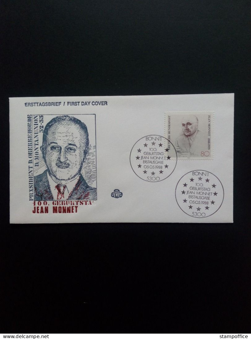 DEUTSCHLAND MI-NR. 1372 FDC MITLÄUFER 1988 JEAN MONNET - Europäischer Gedanke