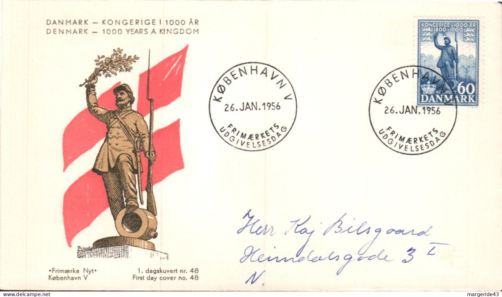 DANEMARK LETTRE FDC 1956 - FDC