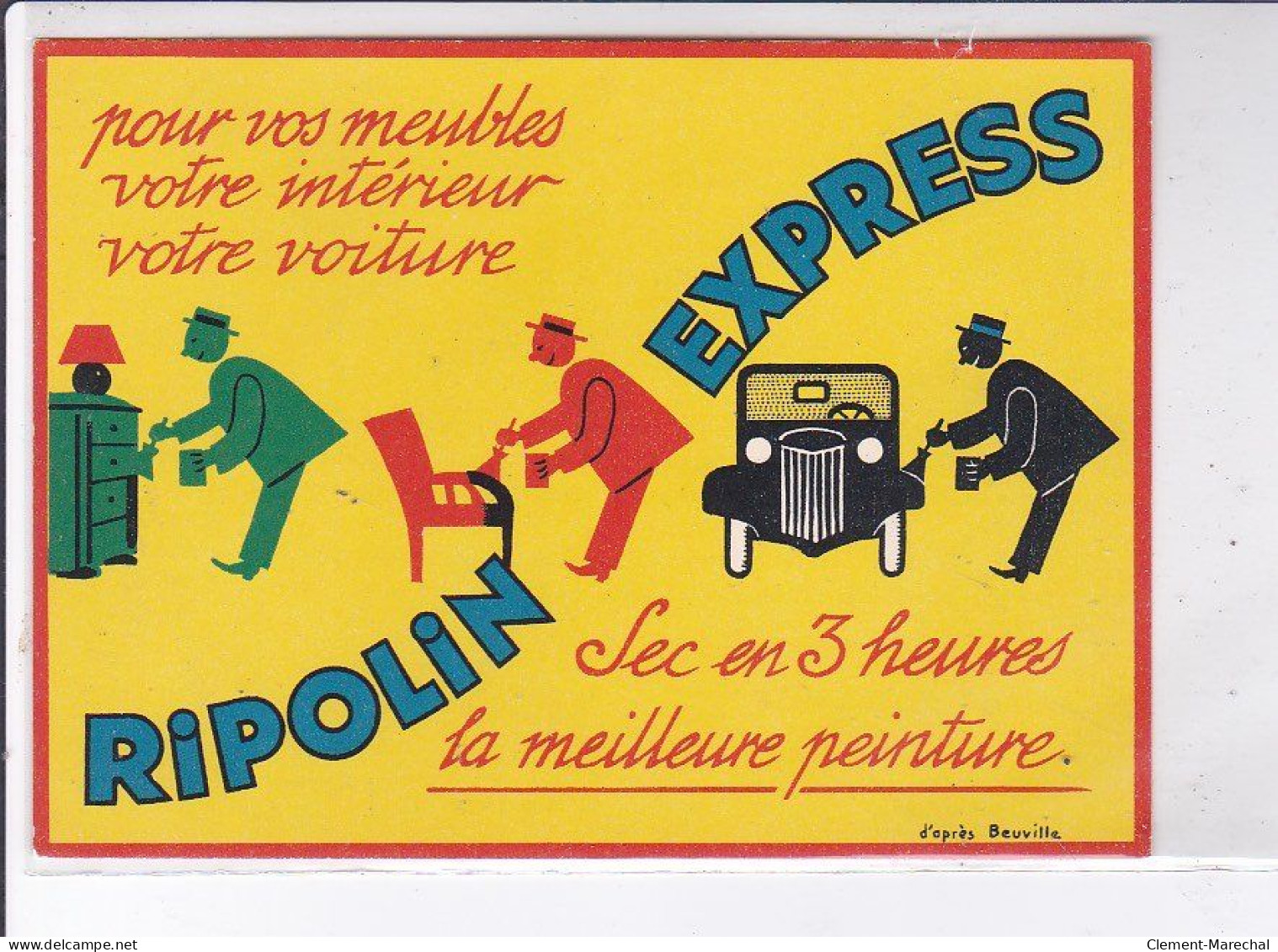 PUBLICITE : Peinture RIPOLIN Express (d'après Beuville) - Très Bon état - Publicité