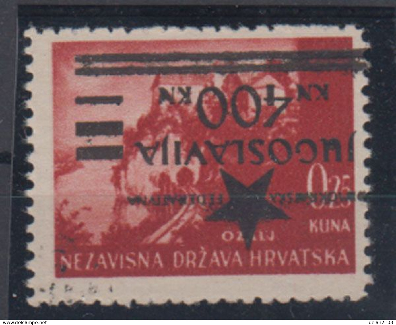 Croatia NDH 400 Kuna On 0.25 Kuna Reverse Overprint 1944 MNH ** - Croatia