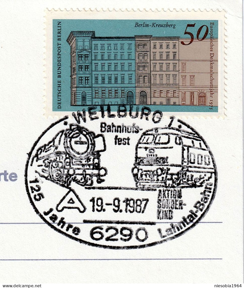 WEILBURG Bahnhofs-fest 19.09.1987 Postcard, Railway Theme, 2 X Occasional Stamps - Postcards - Used