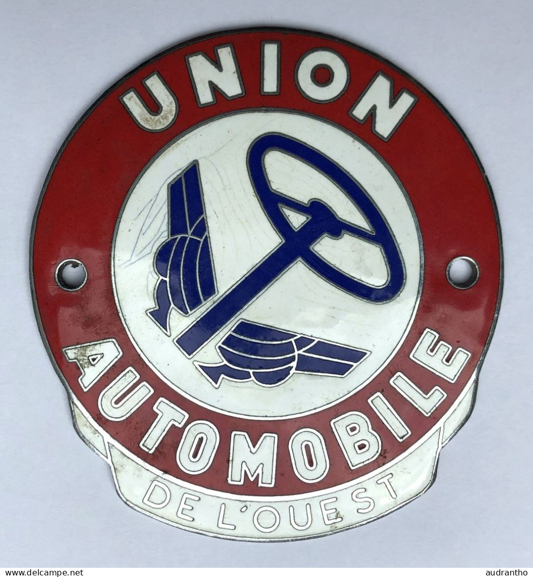 Ancienne Plaque émaillée - De Calandre ?? - Union Automobile De L'Ouest - Jacques Delalande - Auto's