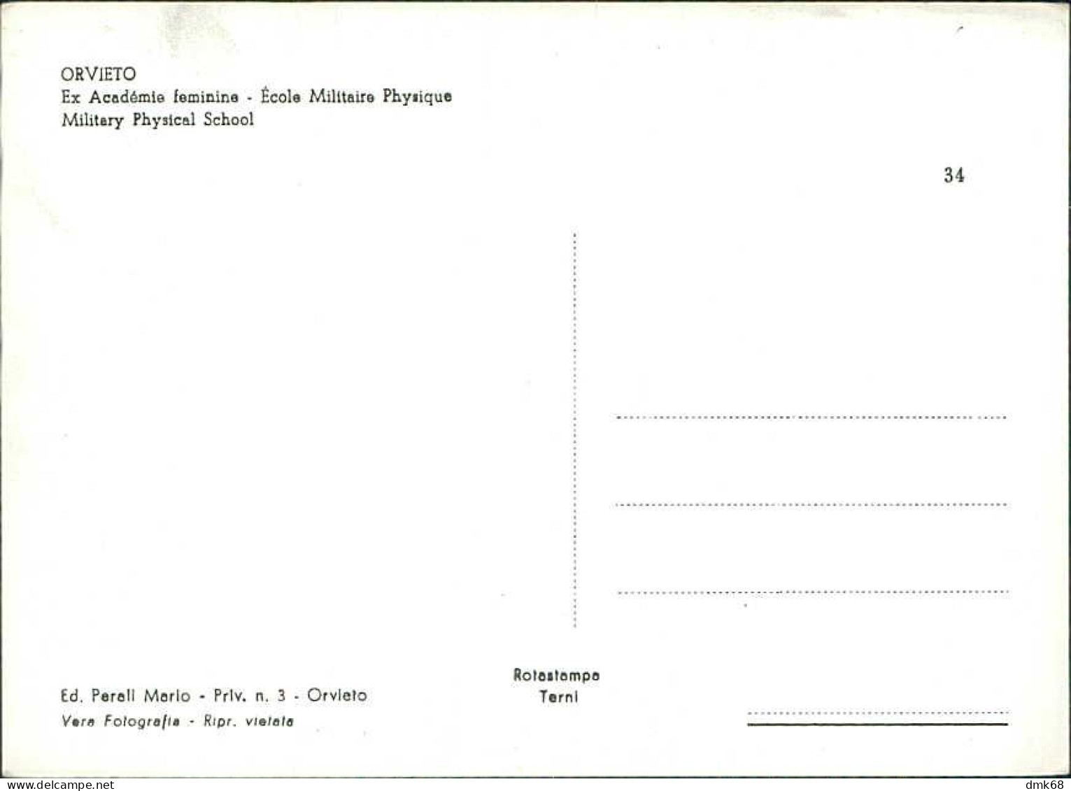 ORVIETO ( TERNI ) EX ACCADEMIA FEMMILE - SCUOLA MILITARE FISICA - EDIZIONE PERALI - 1960s (20641) - Terni