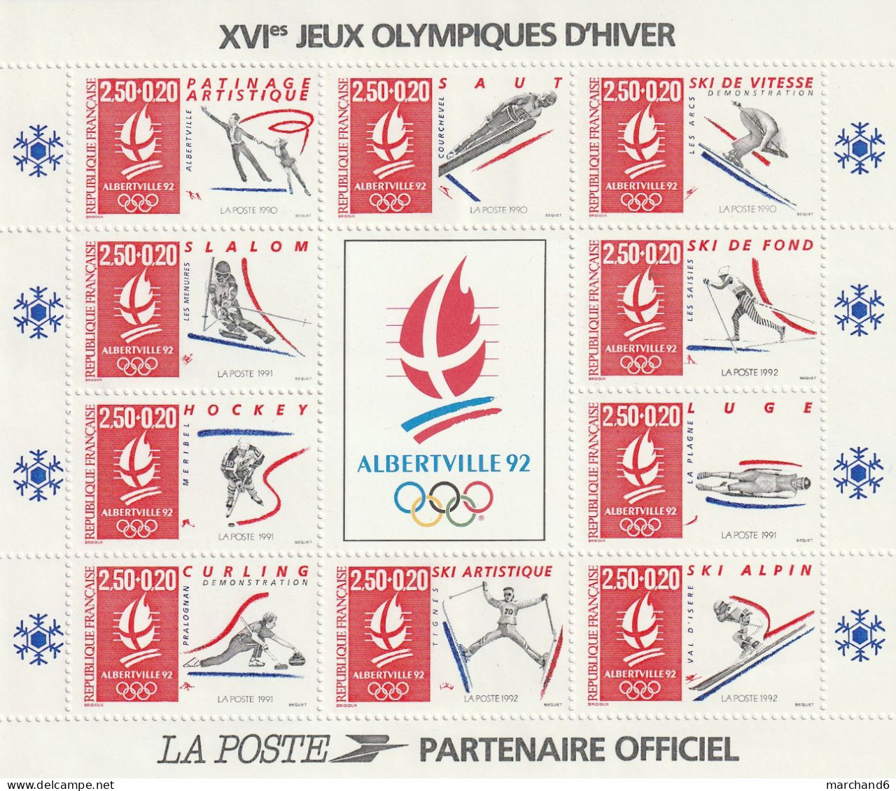 France 1992 Alberville 92 Jeux Olympiques D Hiver Bloc Feuillet N°14 Neuf** - Neufs