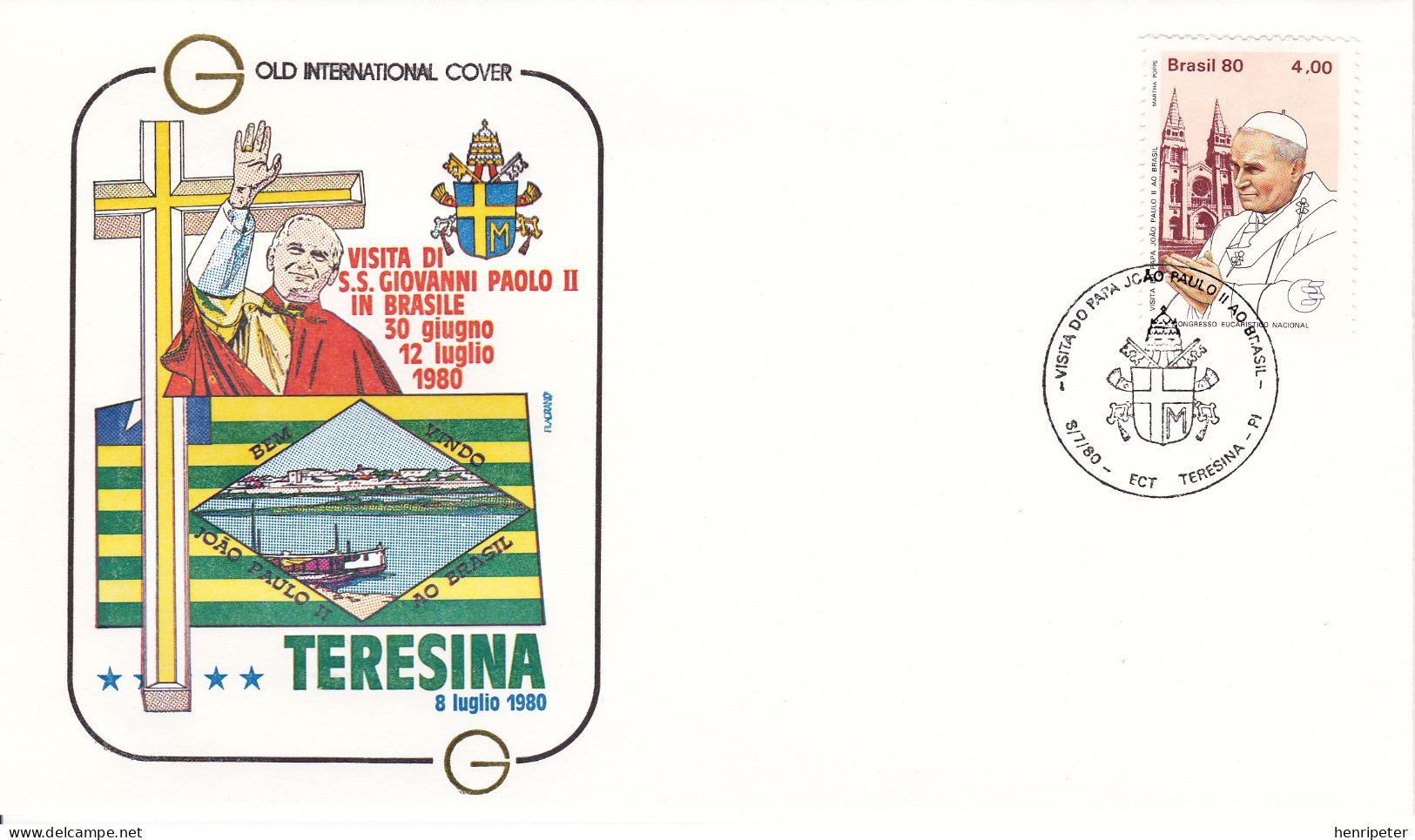 1428 (Yvert Et Tellier) Sur FDC Illustrée Commémorant Le Voyage Du Pape Jean-Paul II à Teresina (Piaui) Au Brésil - 1980 - FDC