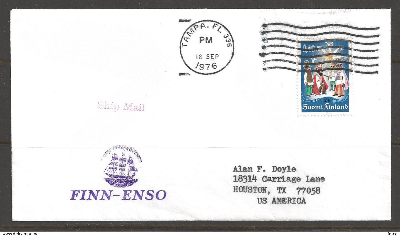 1976 Paquebot Cover Finland Stamp Used In Tampa Florida (18 Sep) - Brieven En Documenten