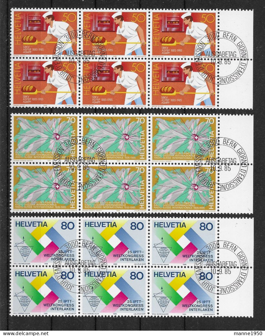 Schweiz 1985 Jahresereignisse Mi.Nr. 1301/03 Kpl. 6er Blocksatz Gestempelt - Used Stamps