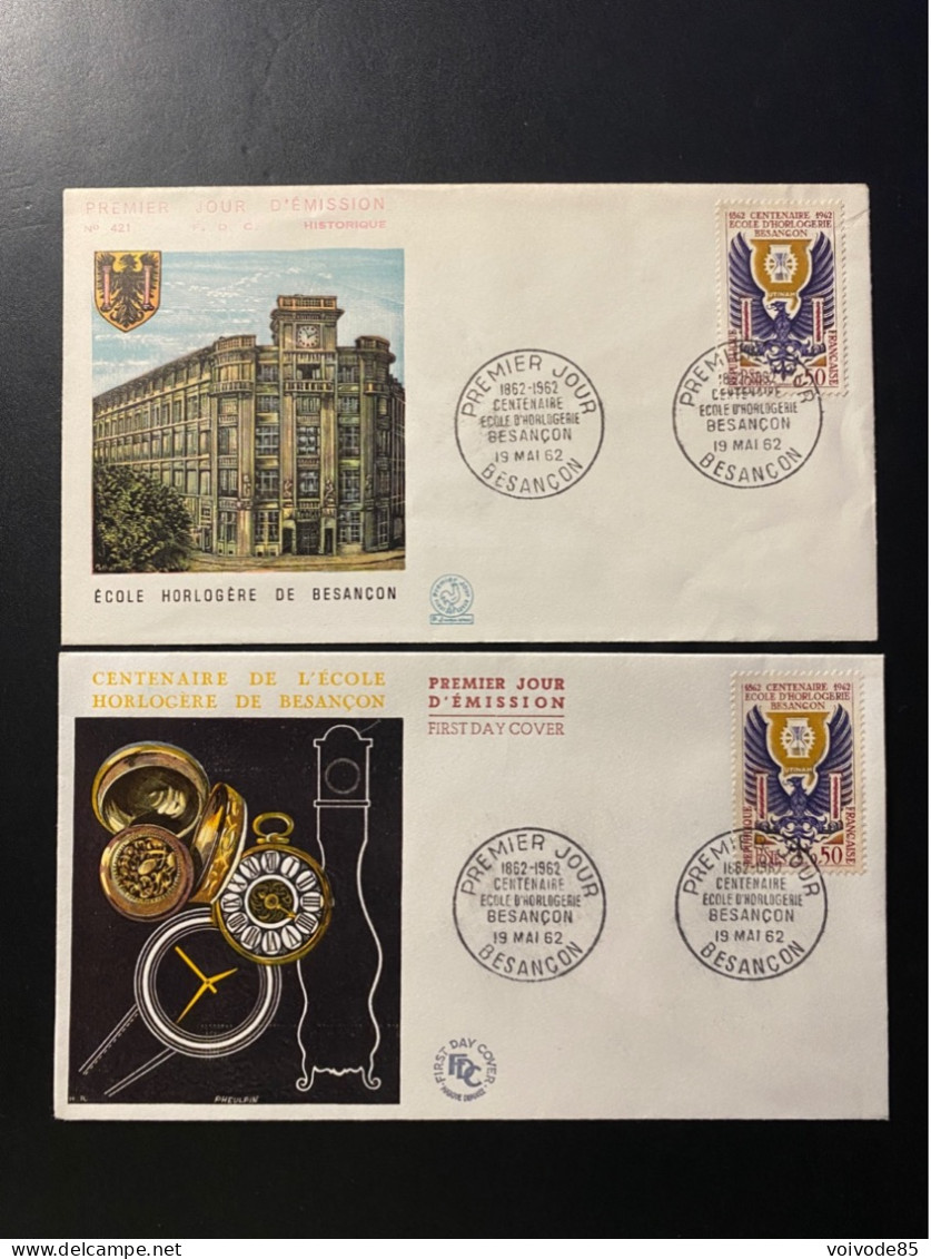 Enveloppes 1er Jour "Ecole Horlogère De Besançon" - 19/05/1962 - 1342 - Historique N° 421 - 1960-1969