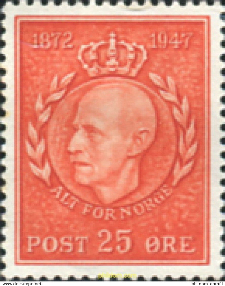 101913 MNH NORUEGA 1947 75 ANIVERSARIO DEL REY HAAKON VII - Neufs