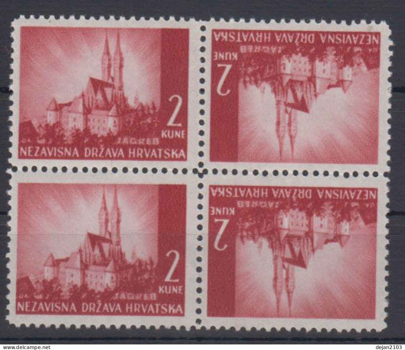 Croatia NDH "Nezavisna Drzava Hrvatska" Block Of Four TETE-BECHE Mi#52 1941 MNH ** - Croatia