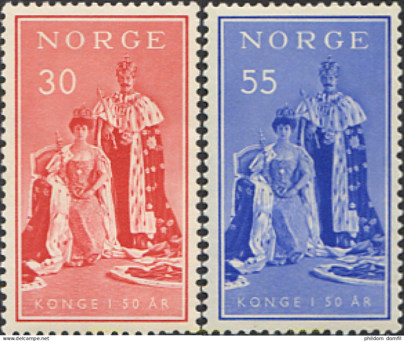 672759 HINGED NORUEGA 1955 50 ANIVERSARIO DEL REINADO DE HAAKON VII - Gebruikt