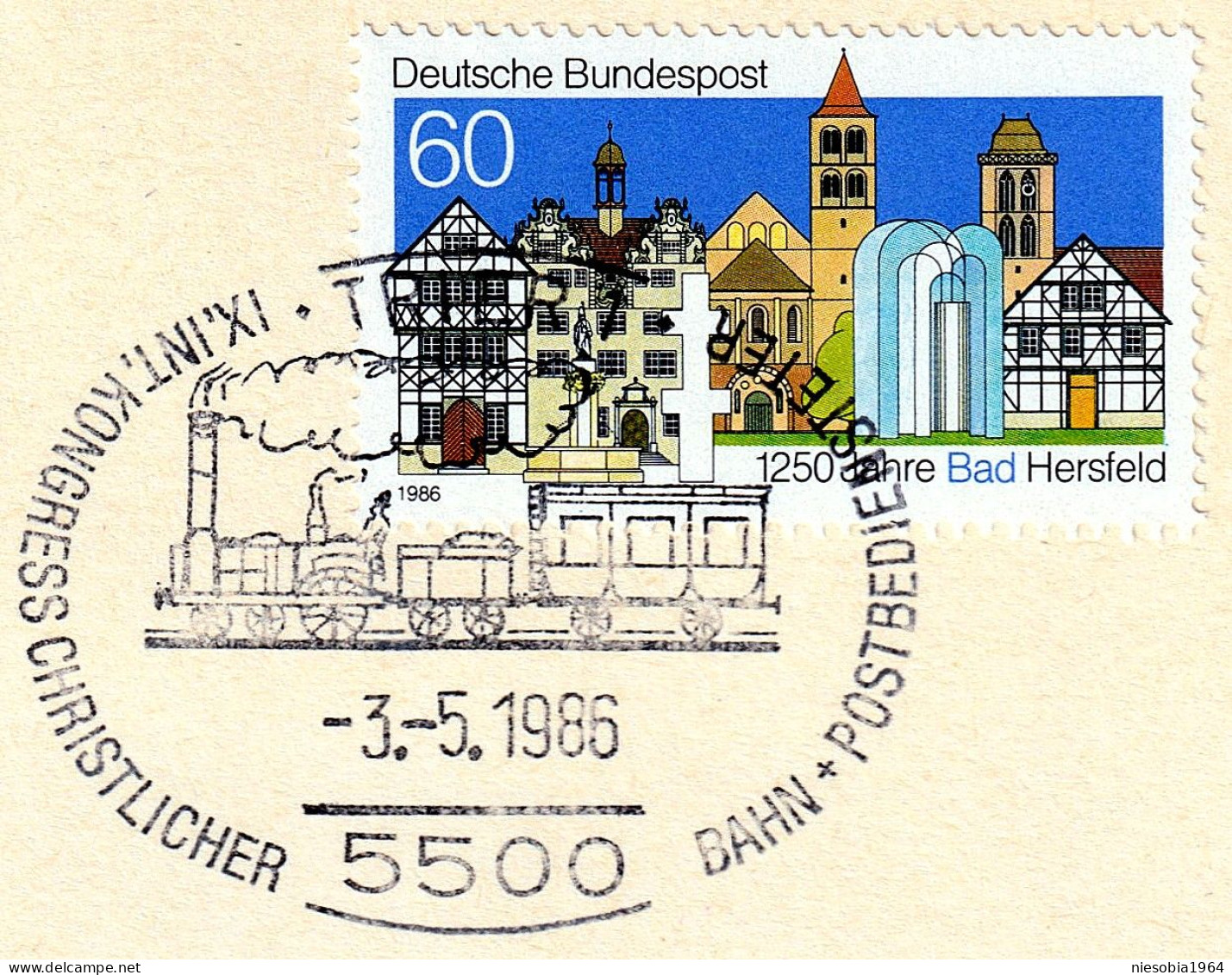 9th International Congress Of Christian Railways And Postal Service 1986 May 3, 1987 Postcard, Seal Railway Theme. - Postkarten - Gebraucht