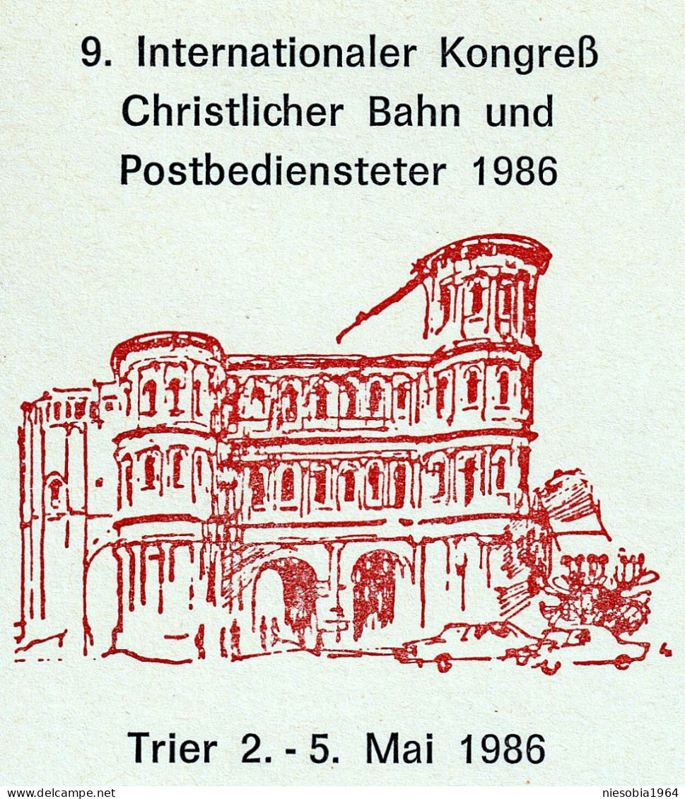 9th International Congress Of Christian Railways And Postal Service 1986 May 3, 1987 Postcard, Seal Railway Theme. - Cartes Postales - Oblitérées