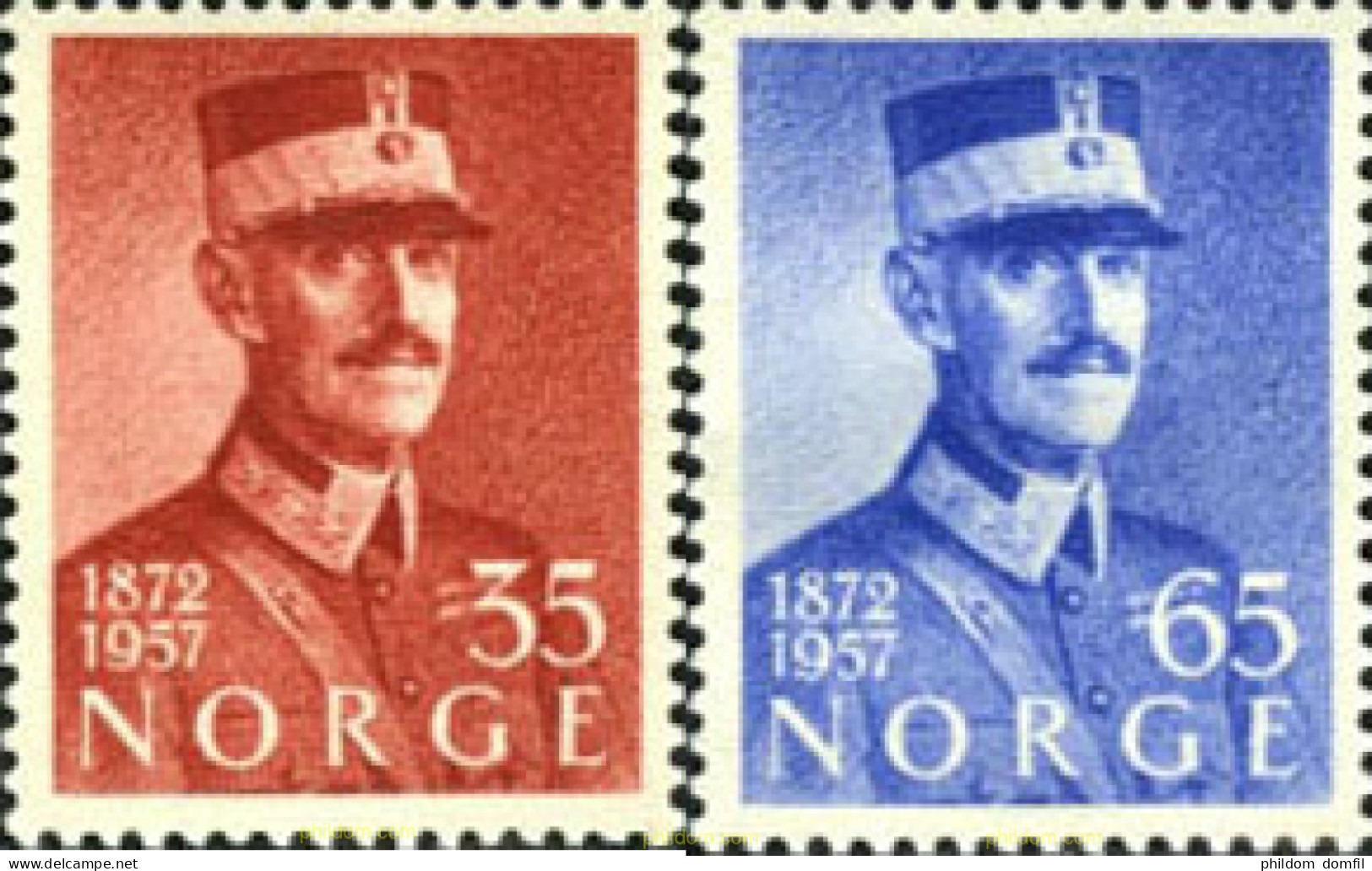 672763 HINGED NORUEGA 1957 85 ANIVERSARIO DEL REY HAAKON VII - Oblitérés