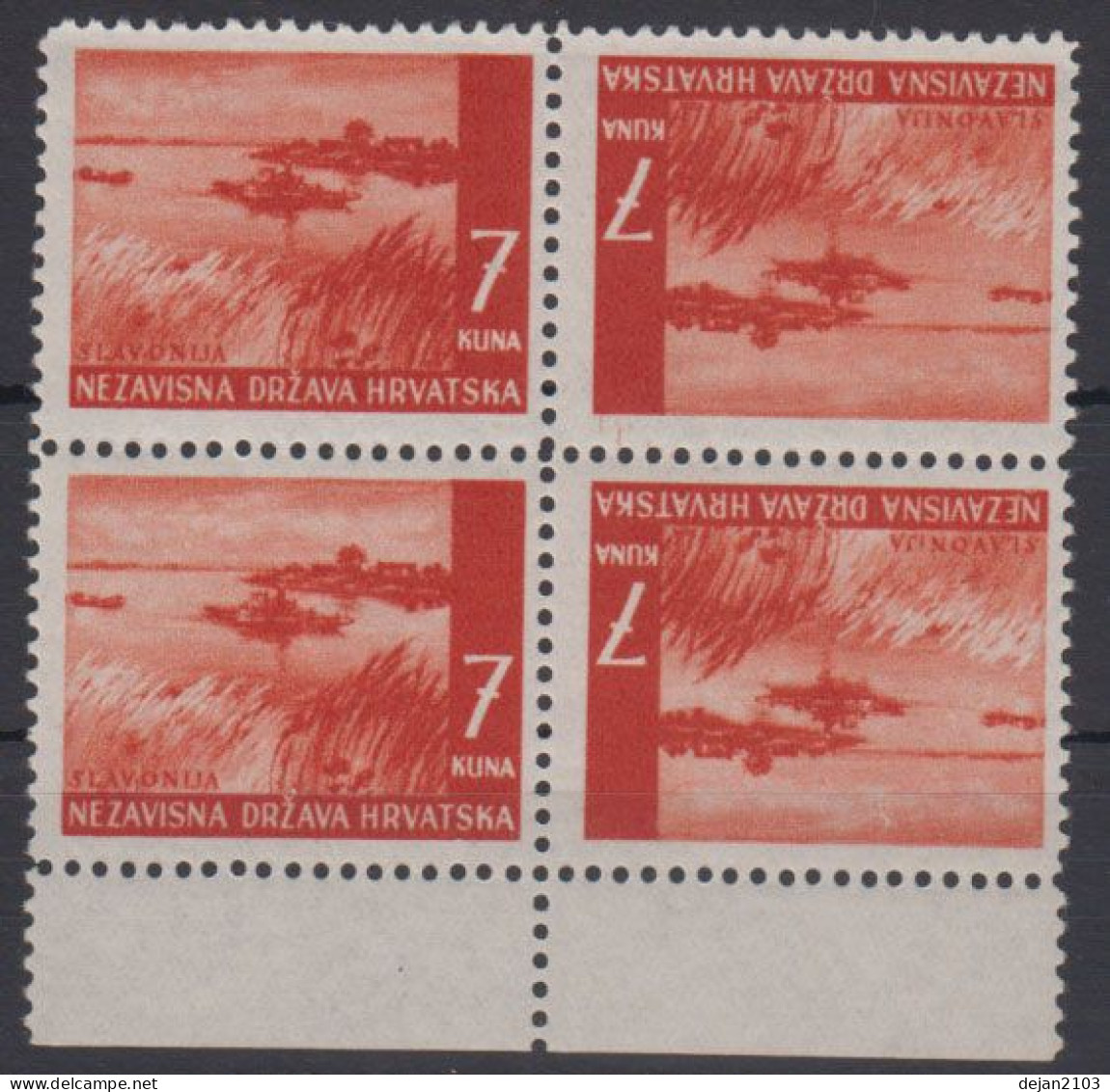 Croatia NDH "Nezavisna Drzava Hrvatska" Block Of Four TETE-BECHE Mi#58 1941 MNH ** - Croatie